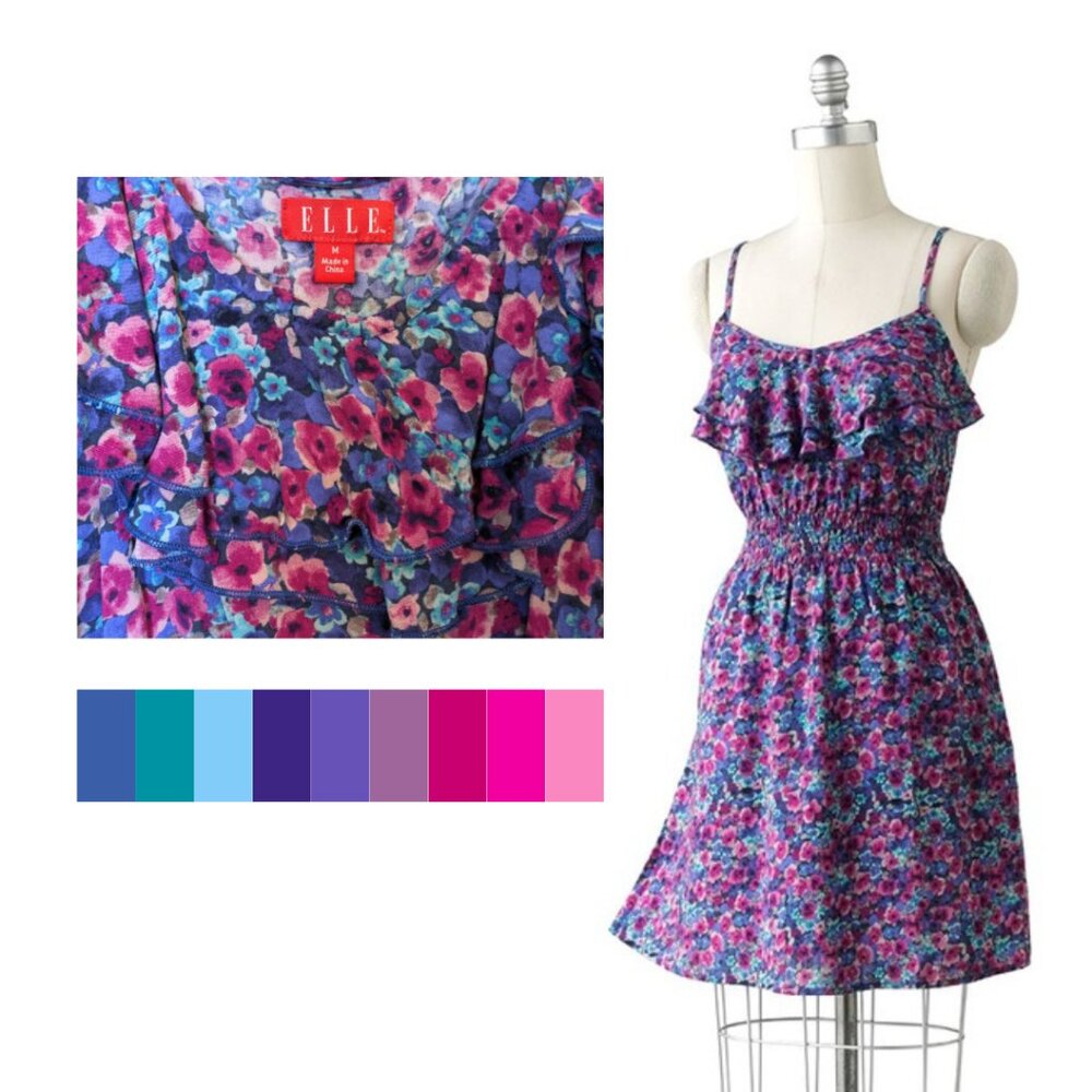 Purple Floral Dress with Ruffle Detail